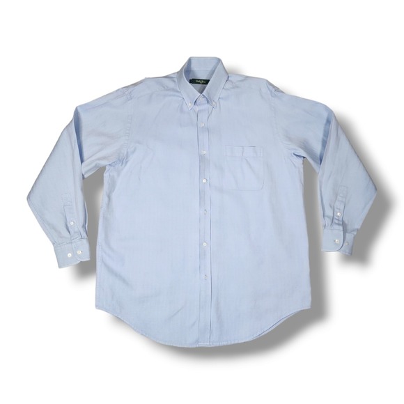 BOBBY JONES Blue Cotton Long Sleeve Button Down Golf Shirt Men's Large - Picture 1 of 16